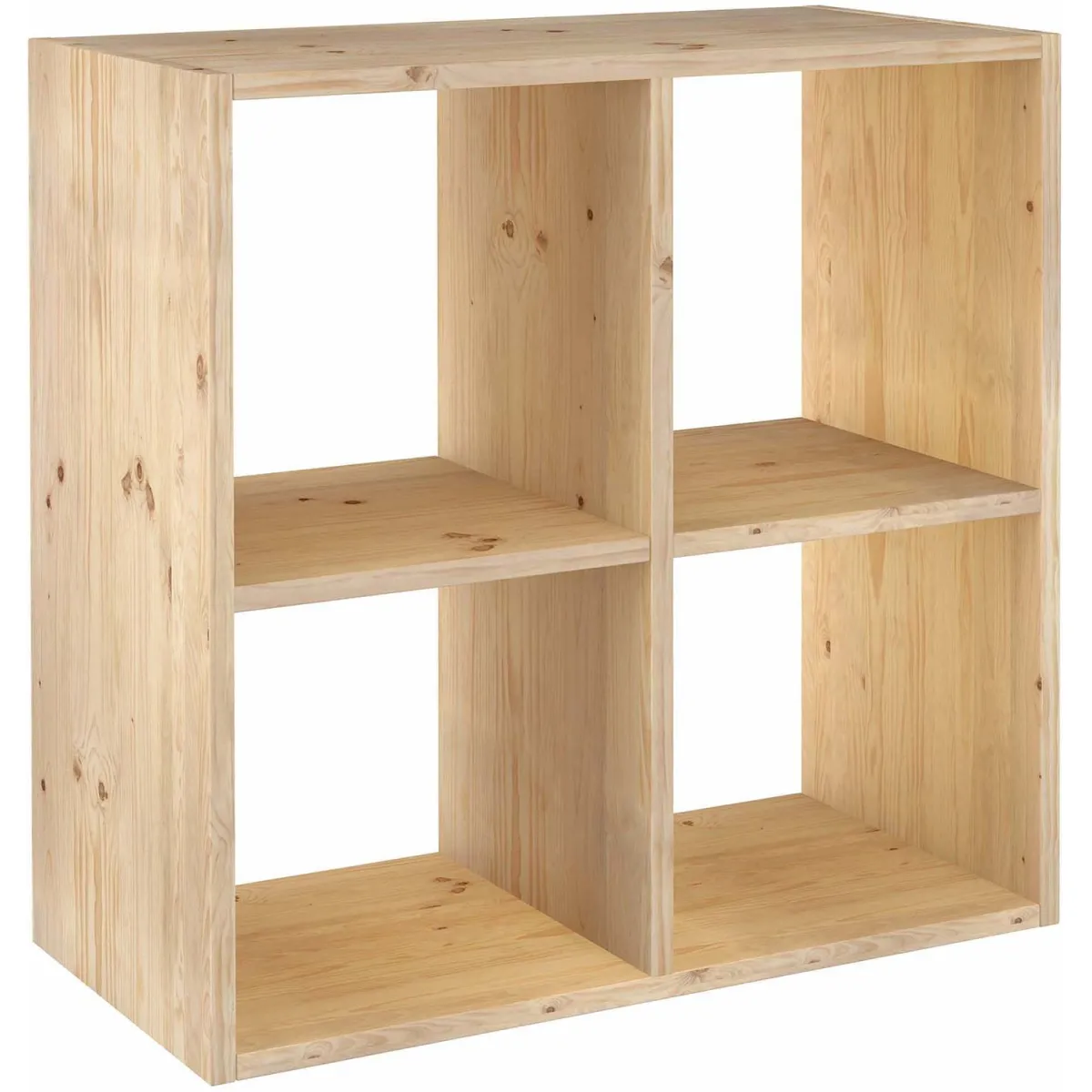 Étagère cubes en bois brut Dinamic 4 cases.