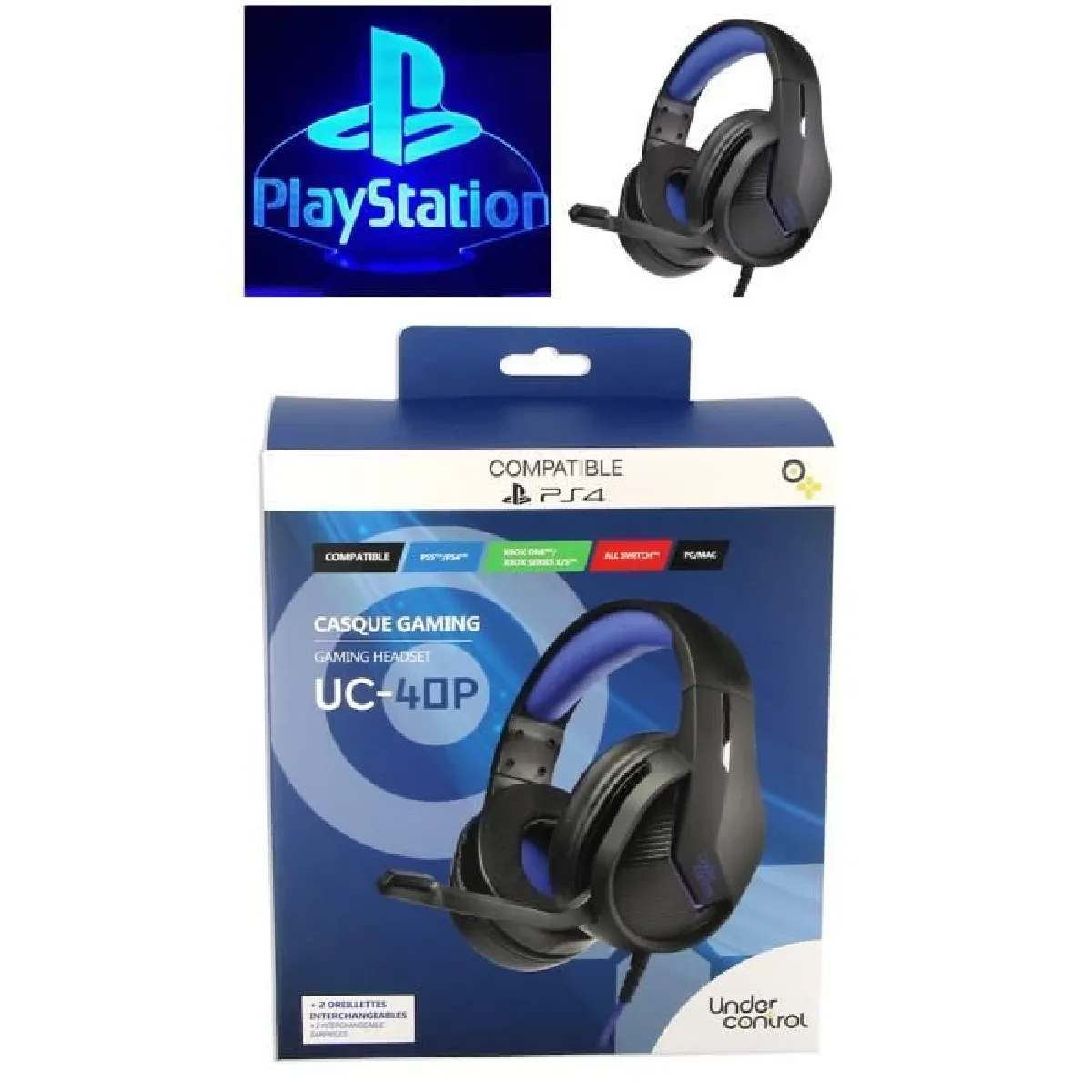 Casque Gamer Pro-UC-40P Bleu - Compatible PlayStation 4 - Son Stéréo 2.0 Haute Fidélité