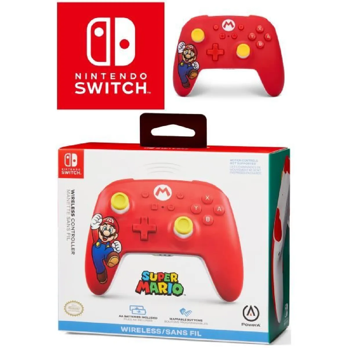 Manette SWITCH rouge Sans Fil Bluetooth Officielle - Mario Joy Manette sans fil Nintendo Switch oled - Mario Joy