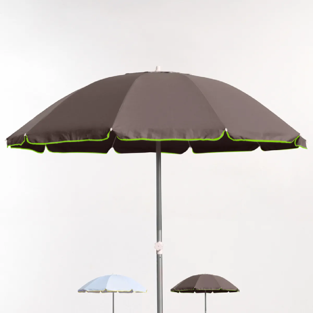 Parasol Mer Plage 220 Cm en Coton Épais Coupe-Vent Ed Limitée Roma Fluo, Couleur: Marron