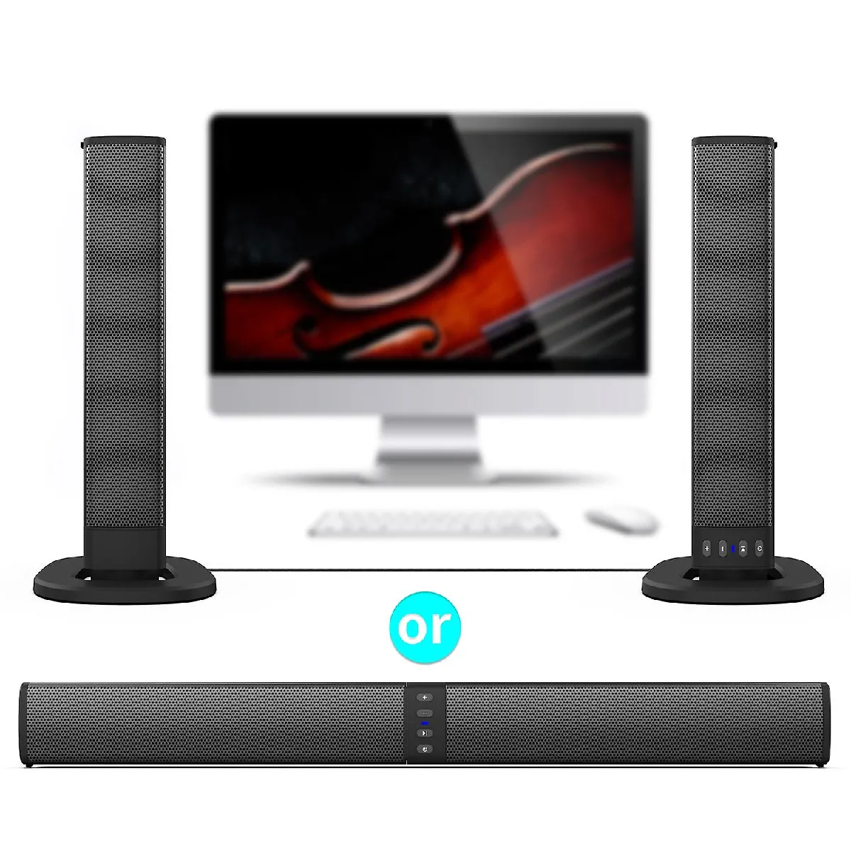 Haut-parleur télévisé sans fil Bluetooth en haut-parleur séparée de la barre sonore Colonne Centre de musique pour un subwoofer informatique pour la télévision avec FM Radio TF Aux