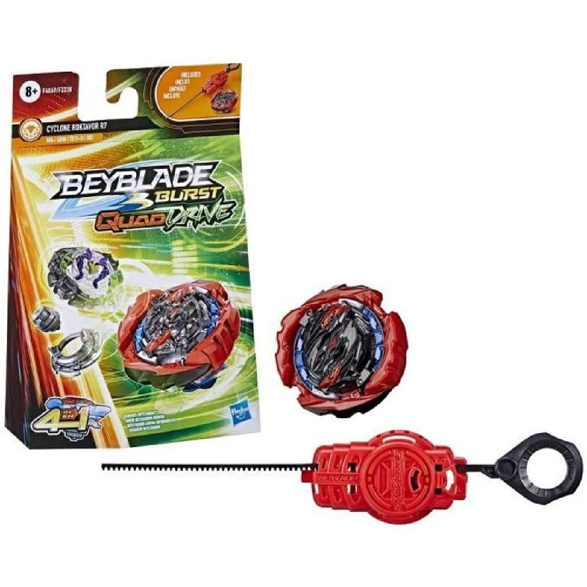 BEYBLADE - Burst QuadDrive - Starter Pack avec toupie Cyclone Roktavor R7 et lanceur - Jouet pour enfants