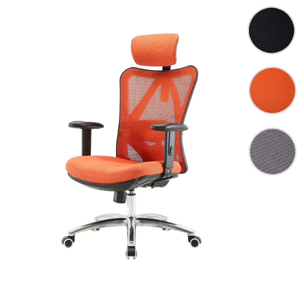 Chaise de bureau SIHOO Chaise de bureau, ergonomique, charge max. 150kg ~ sans repose-pieds, orange