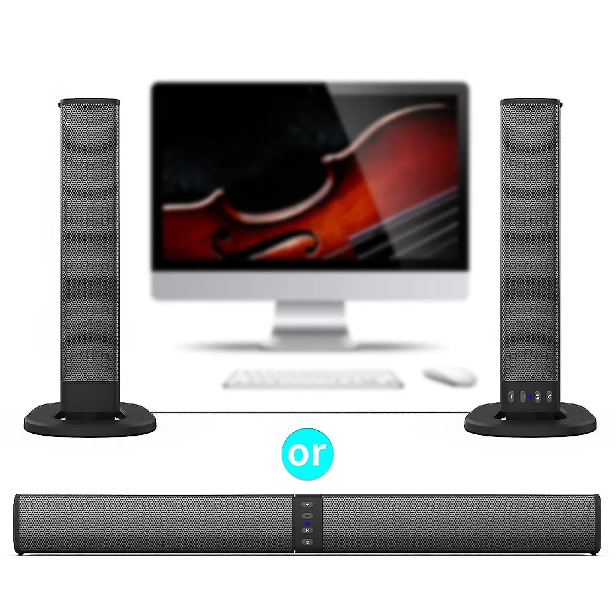 Haut-parleur télévisé sans fil Bluetooth en haut-parleur séparée de la barre sonore Colonne Centre de musique pour un subwoofer informatique pour la télévision avec FM Radio TF Aux