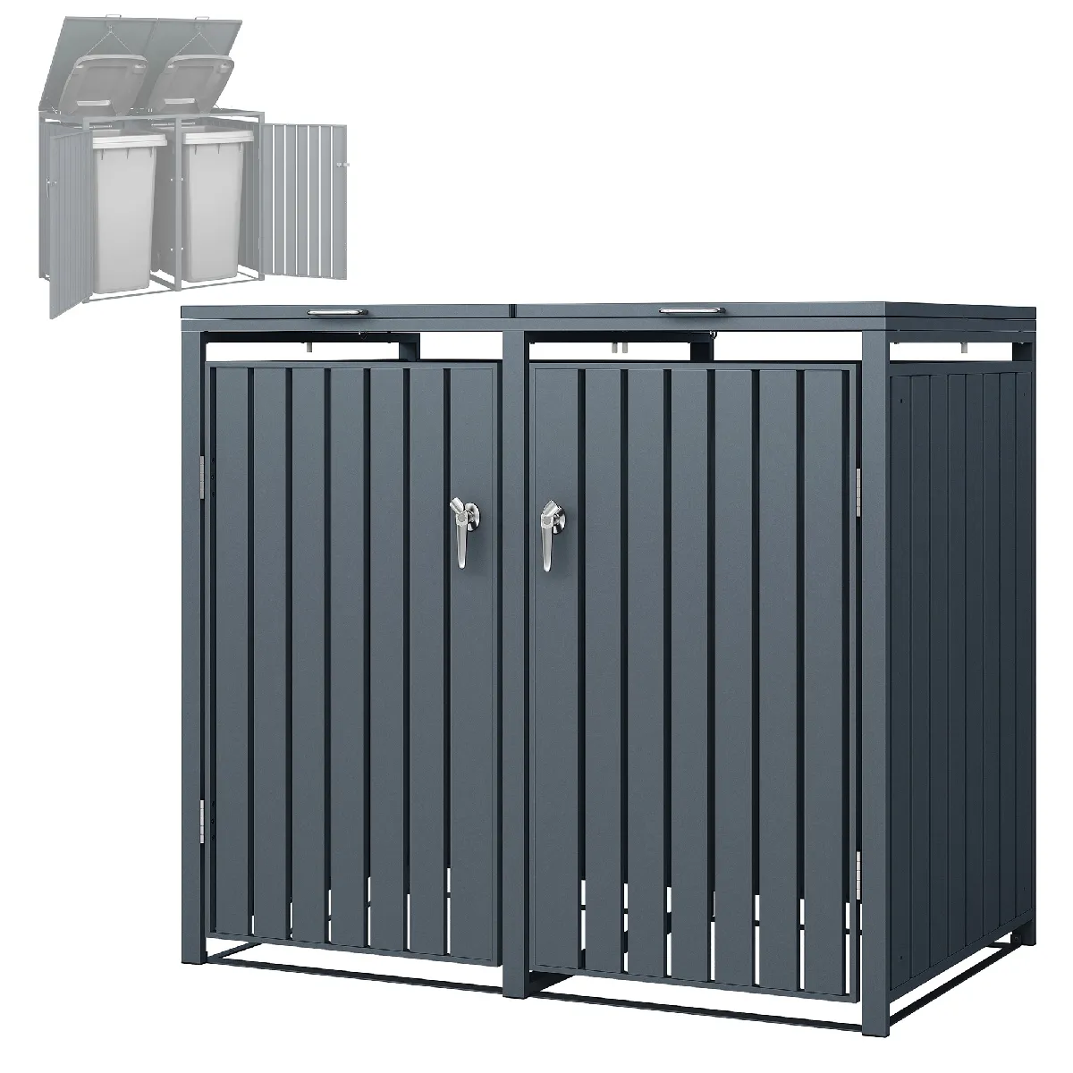 Abri pour poubelles 132x80x116 cm Anthracite en acier ML-Design