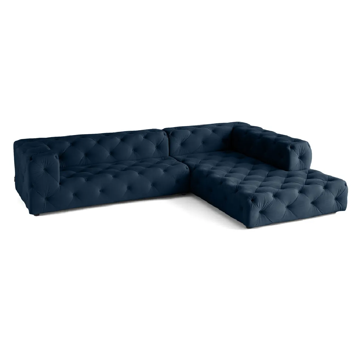 Gallata - canapé Chesterfield d'angle droit - 5 places - en velours