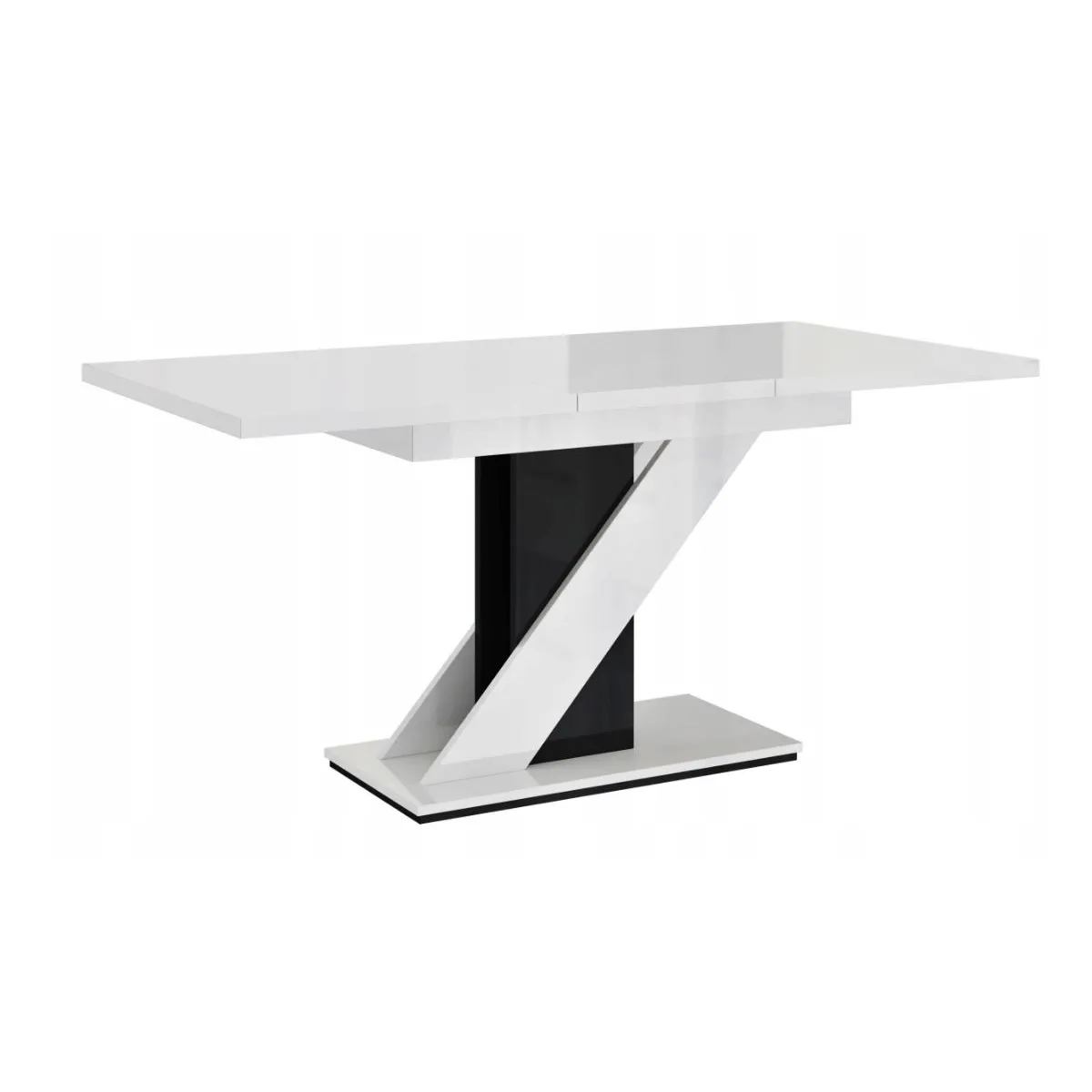 TABLE A MANGER EXTENSIBLE EVAN - BLANC LAQUE ET NOIR 120-160 CM