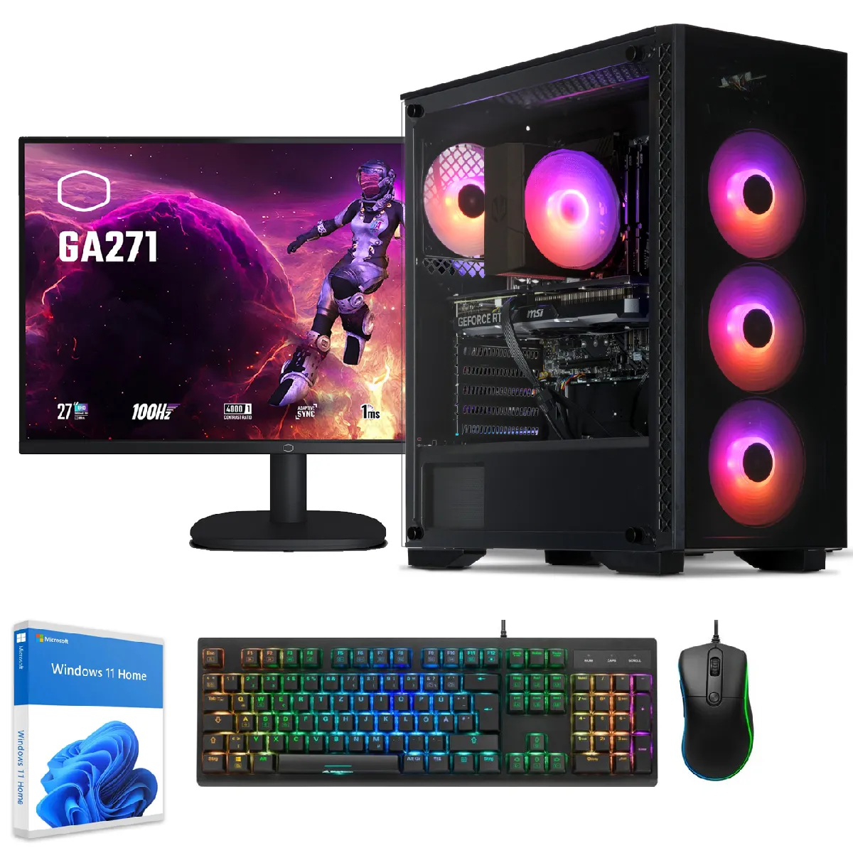 Pack PC Gamer Compact • Intel i9-11900KF • RTX4060 • 32Go RAM • 1To SSD M.2 • Windows 11 • Moniteur 27''