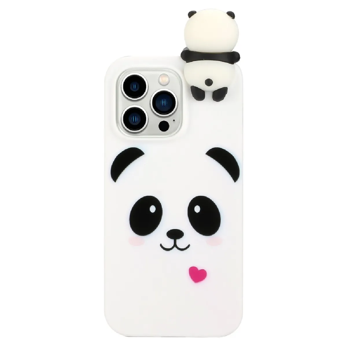 Coque en TPU anti-chute, décor de figurines 3D d'animaux de dessin animé pour votre iPhone 14 Pro Max - Panda blanc