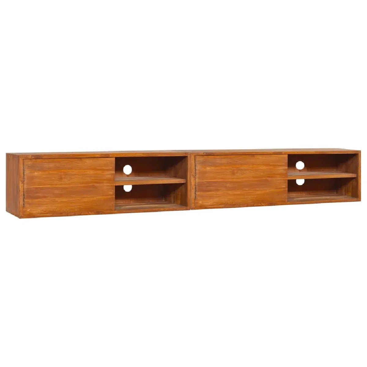 Meuble TV scandinave mural Banc TV suspendu pour salon - 180x30x30 cm Bois de teck massif -MN27597