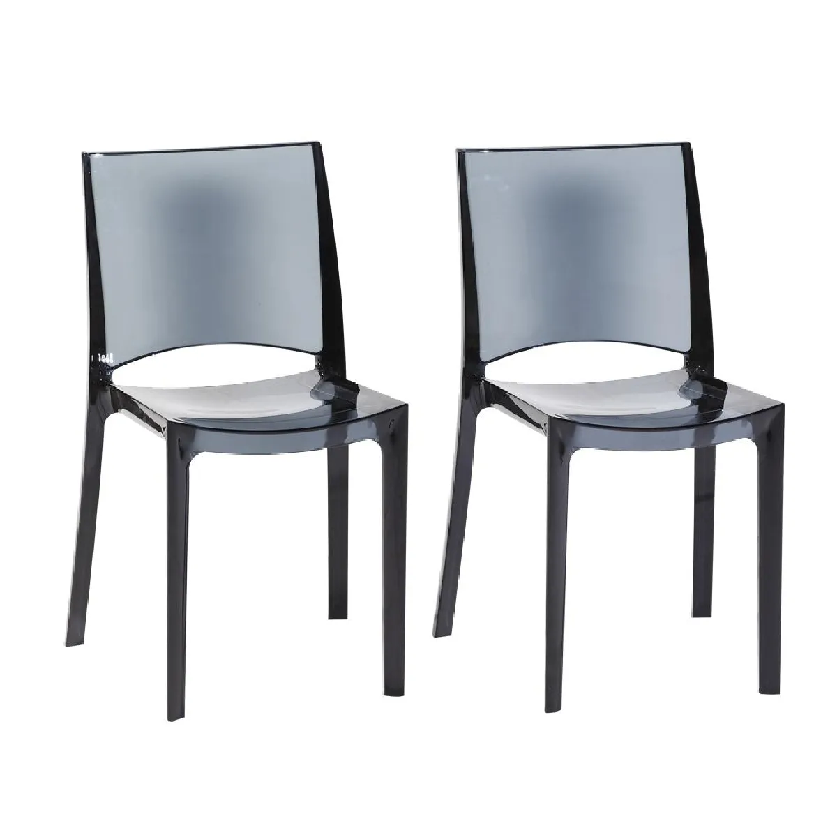 Lot de 2 chaises empilables HELLY - Polycarbonate plein - Gris ardoise