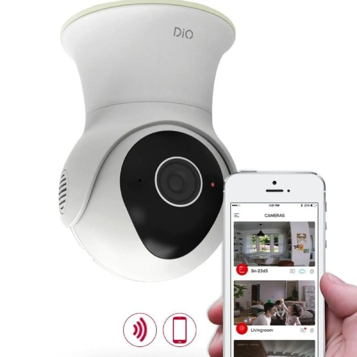 Caméra de surveillance rotative Wi-Fi int/ext - 1080p - 16Go - blanc et noir - Chacon