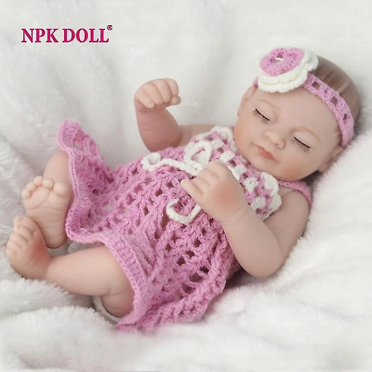 Npkdoll mini 10 pouces full corps en vinyle Reborn Dolls endormi les bébés nouveau-nés bebe reborn réaliste poupée