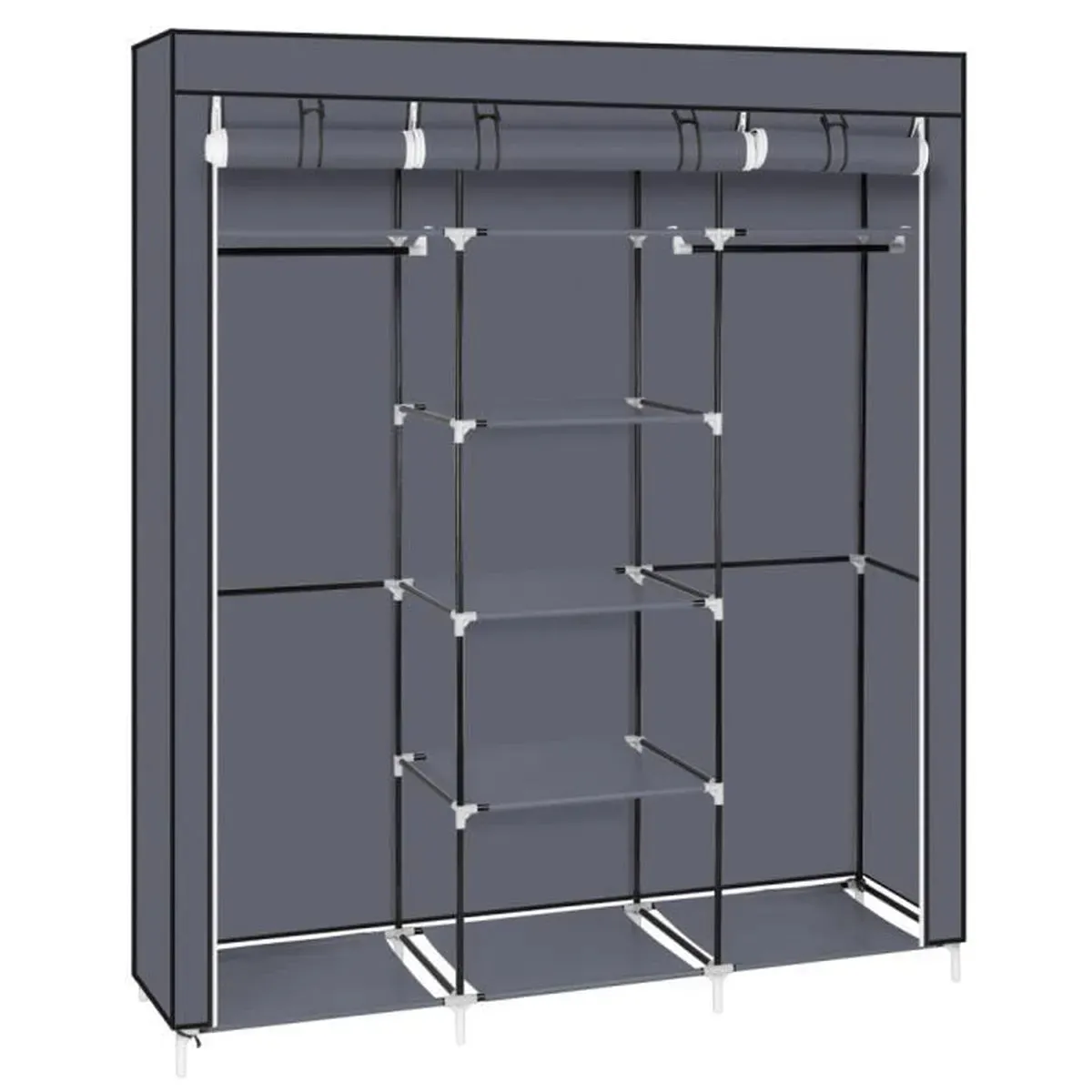 ARMOIRE DE RANGEMENT PENDERIE DRESSING 9 ETAGERES AVEC HOUSSE-150X45XH172CM+Urban Living