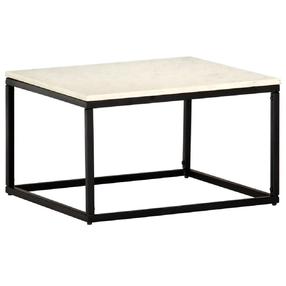 Table basse,Table Console Table d'appoint, Table pour salon Blanc 60x60x35 cm Pierre véritable texture marbre -MN14861