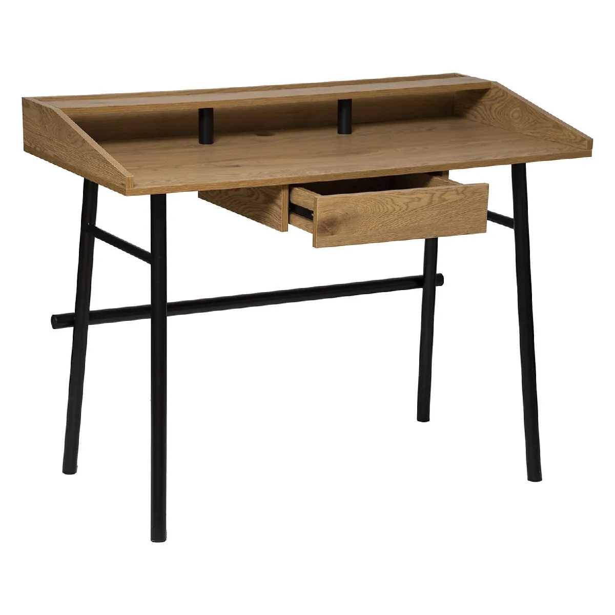 Bureau Josan en MDF avec 1 tiroir de rangement central - Effet Chêne