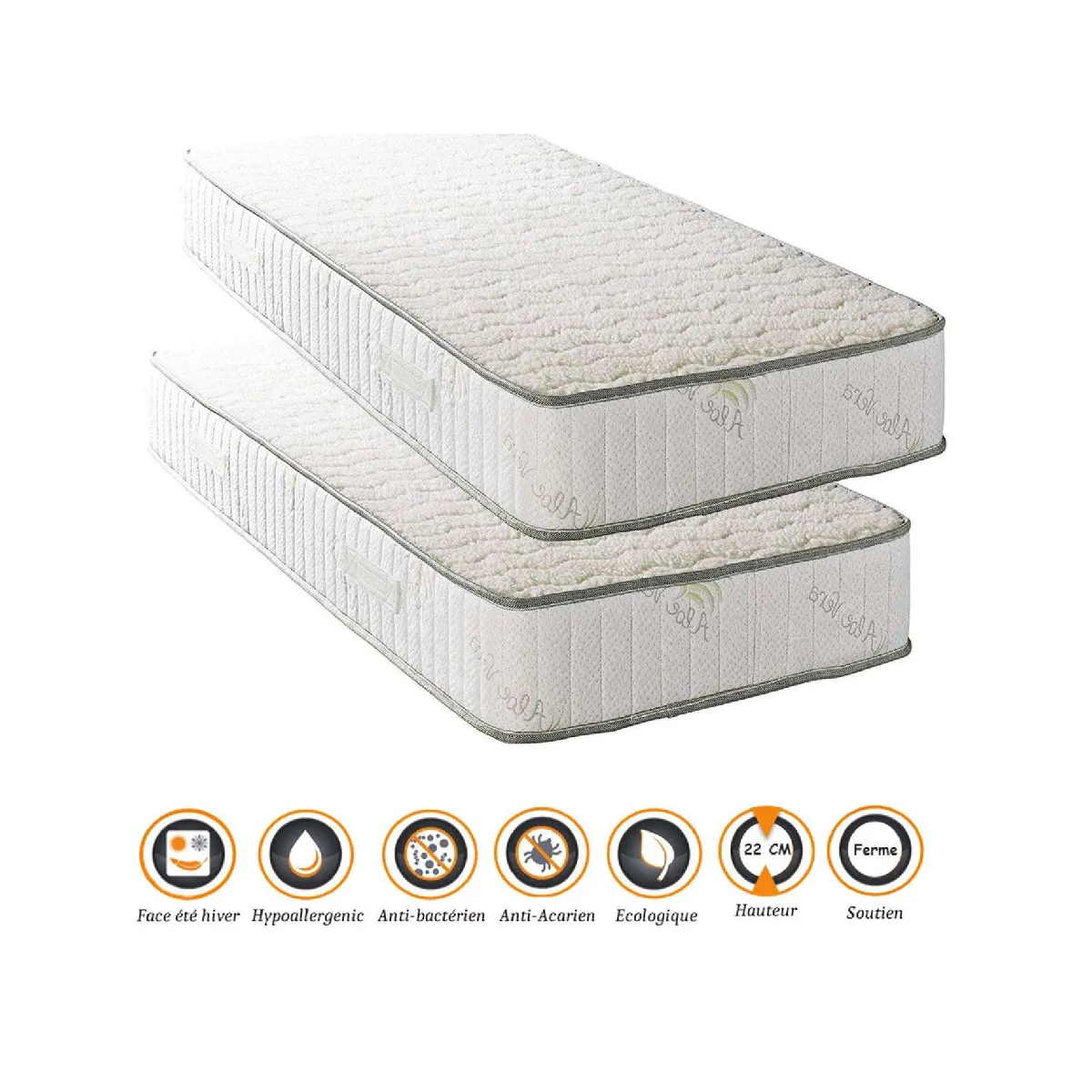 Matelas de couchage nuits d'or 70 x 190 x 22 cm laine doux