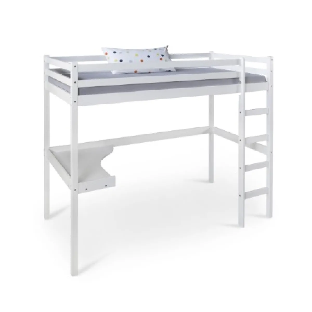 Lit mezzanine avec bureau pour enfant 90x200 cm blanc bois de pin