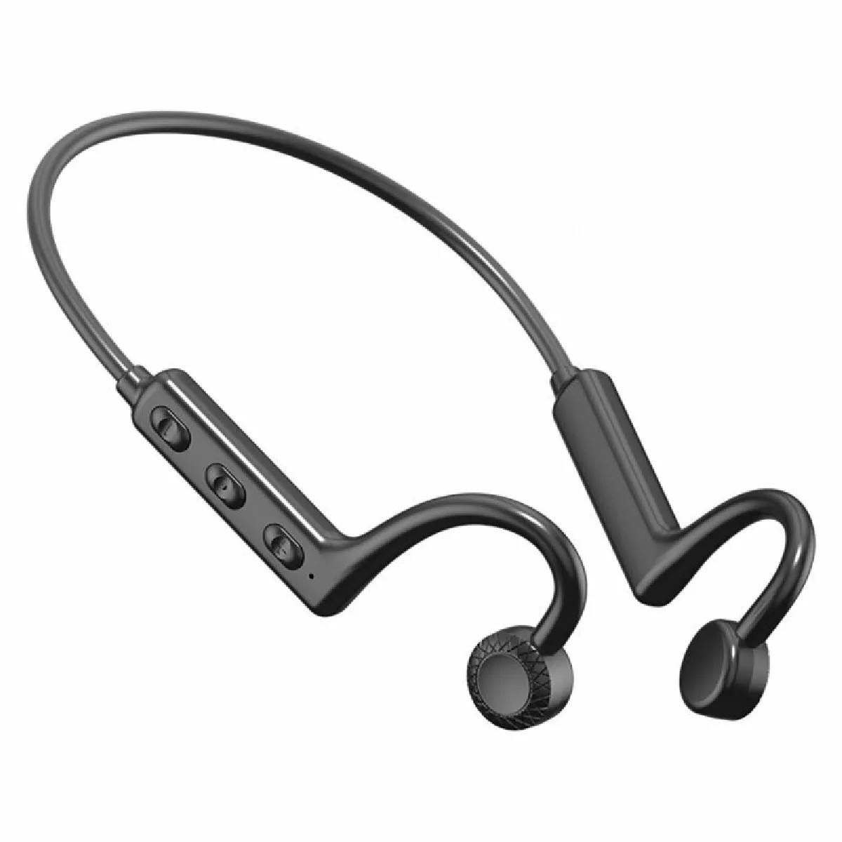 Ks-19 Oreillette Bluetooth Conduction Osseuse Type De Cou Suspendu Écouteurs De Sport Étanches Noir