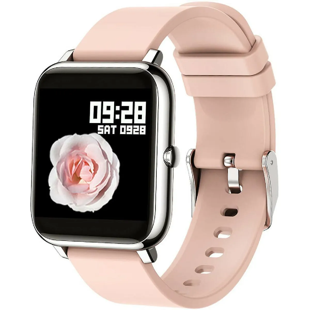 Montre Connectée, Montre Sport Podometre Femmes Homme Smartwatch Cardiofrequencemètre Moniteur de Sommeil Pression Artérielle Montre Connectée Compatible Android iOS( Rose)