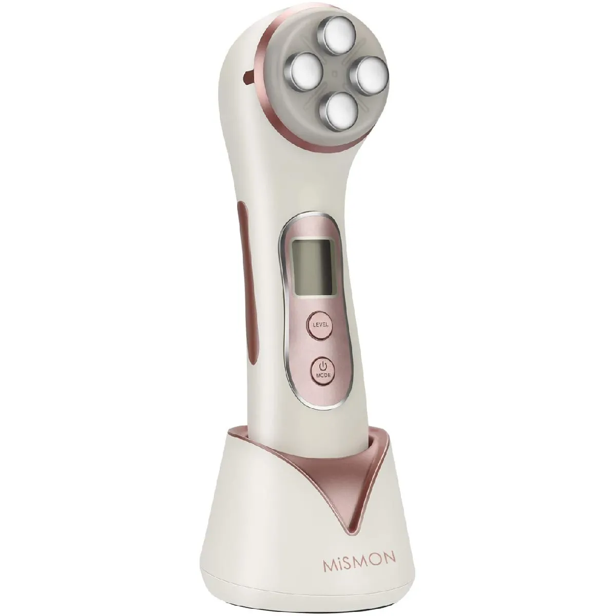 MiSMON Appareil anti rides visage, 5 Modes Ultrasonique LED Lumière appareil beaute visage,Or rose