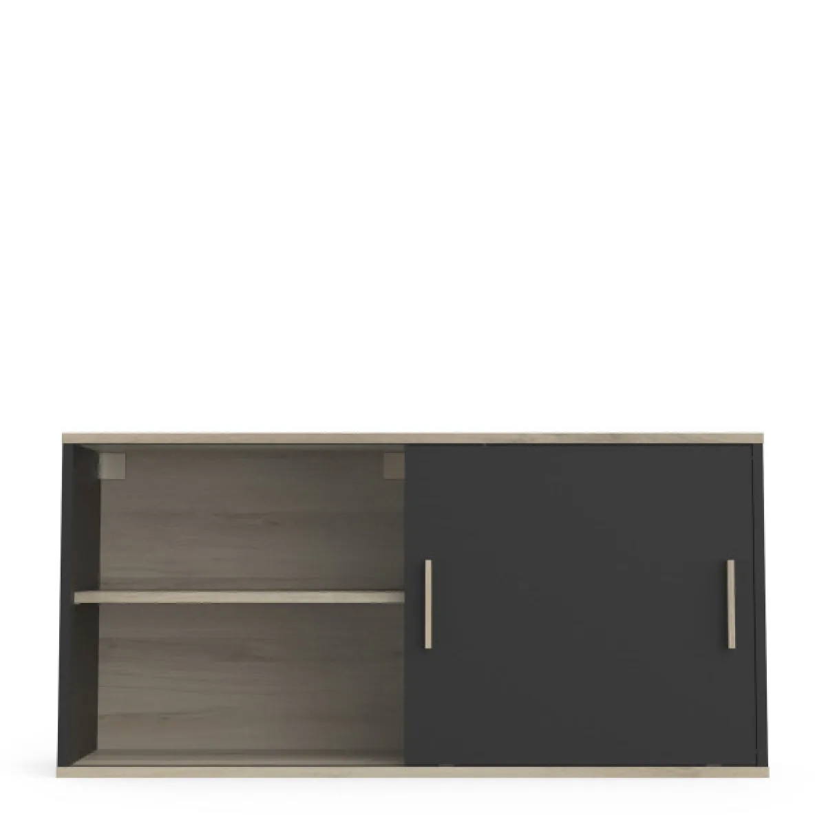 Meuble haut pour cuisine 1 porte coulissante Noir/Bois - VARA