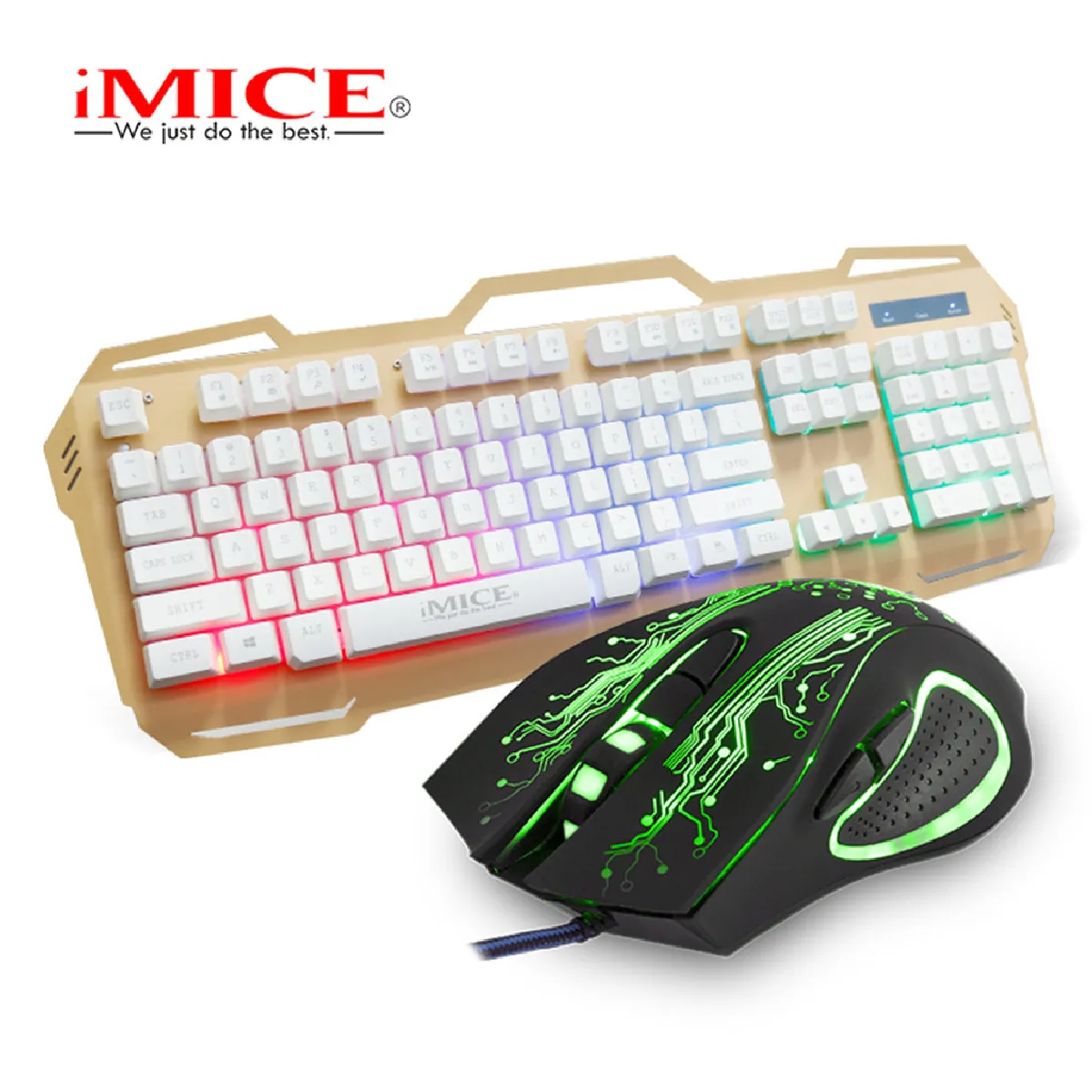 iMice KM690 104 Clés Jeux Rétro-éclairage clavier sans fil avec + 2400DPI Souris