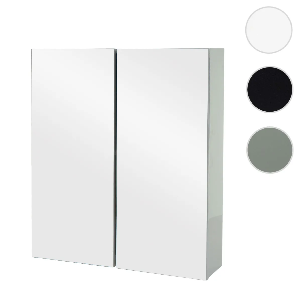 Armoire à glace HWC-B19b, armoire de salle de bain suspendue, 2 étagères haute brillance MVG-certifié 70x60x16cm ~ gris