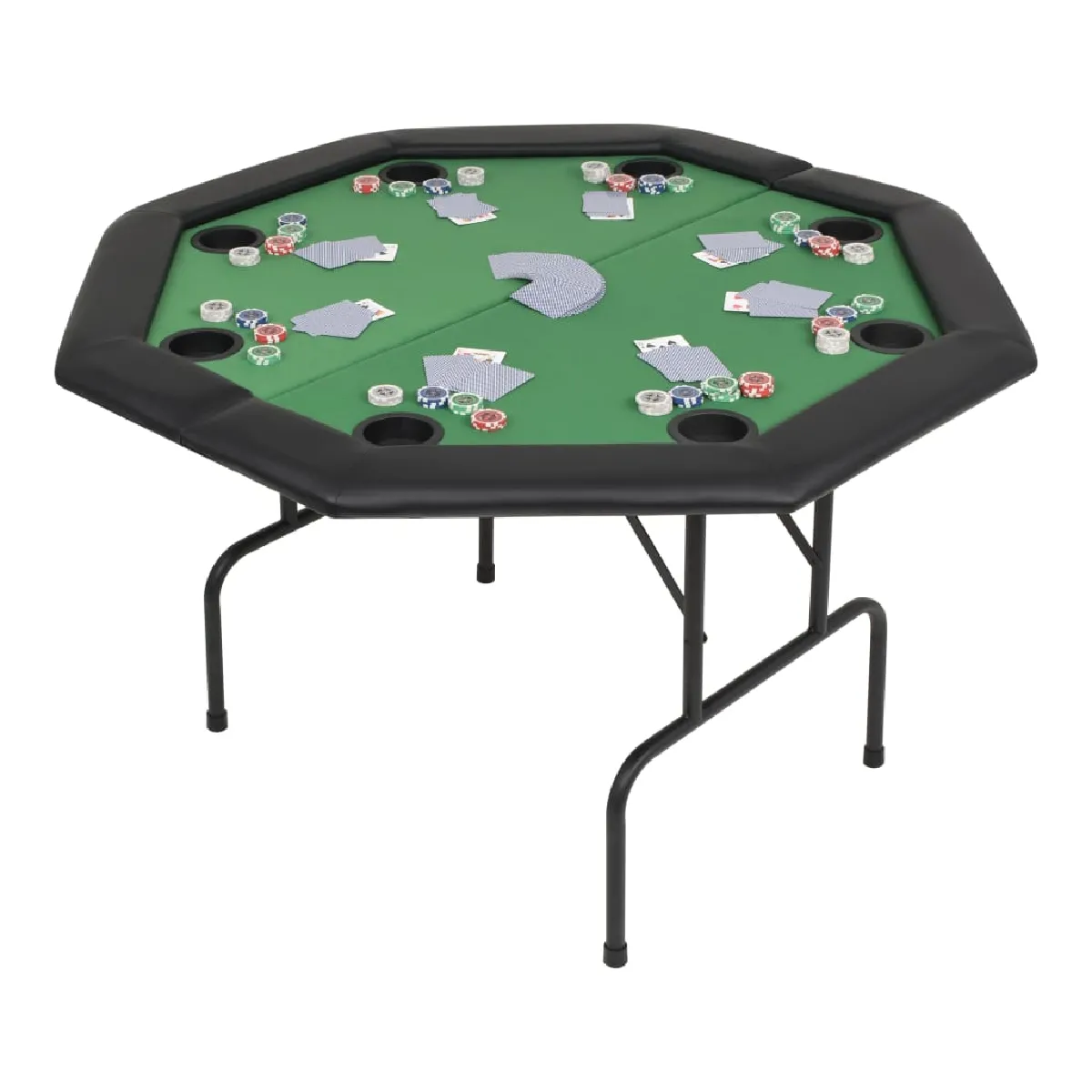 vidaXL Table de poker pliable pour 8 joueurs 2 plis Octogonale Vert