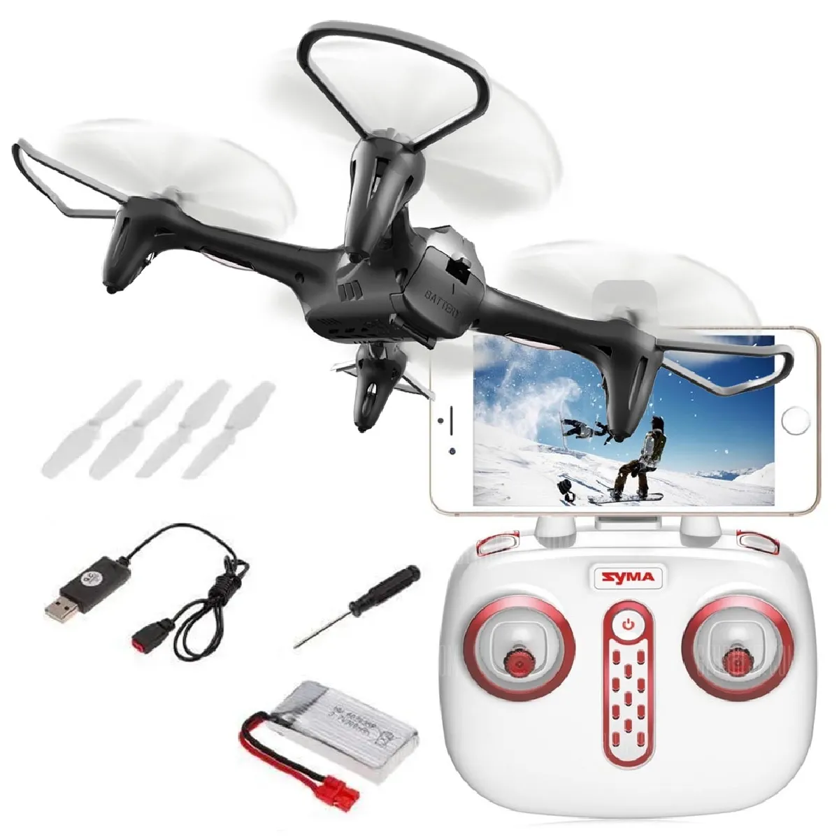 Drone FPV Caméra X15W SYMA 2.4 Ghz RTF avec Retour Vidéo sur Smartphone