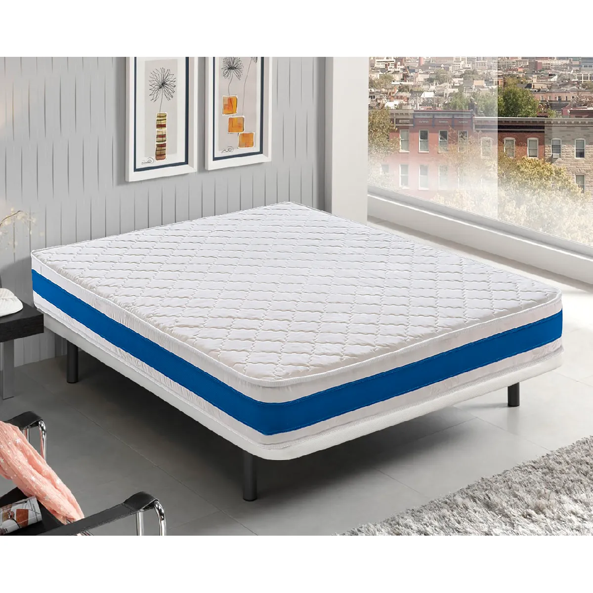 Matelas 140x190 "H2"en mousse à 7 zones différenciées 20 cm Poids maximum 100 kg par carré