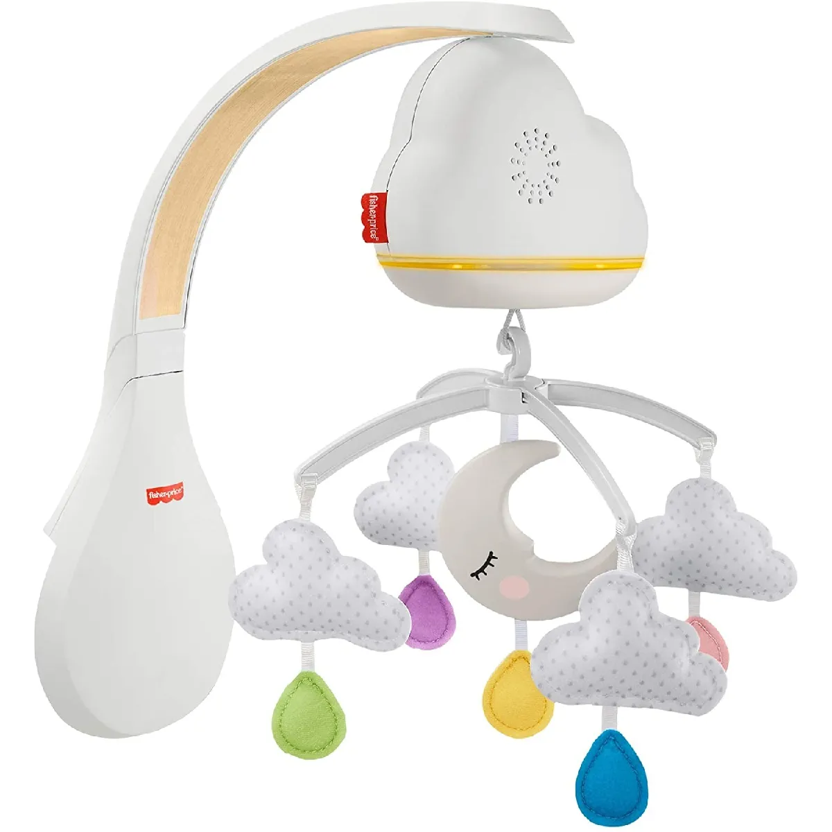 Mattel GRP99 - Fisher-Price Nuages Apaisants mobilé musical pour lit bébé avec détecteur de pleurs, sons et lumières, transformable en veilleuse