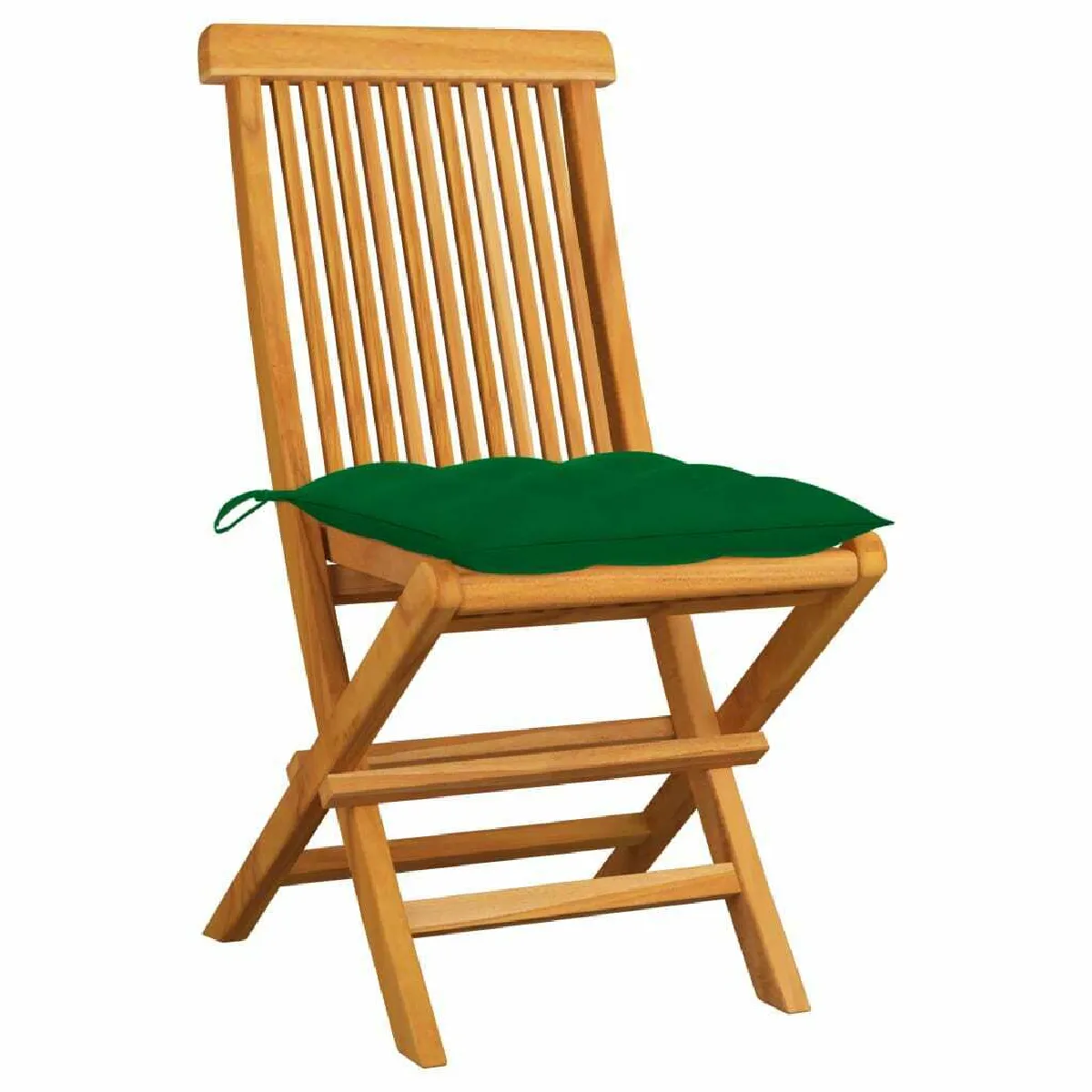 Lot de 2 Chaises de jardin,Fauteuil d'extérieur avec coussins vert Bois de teck massif -MN63854