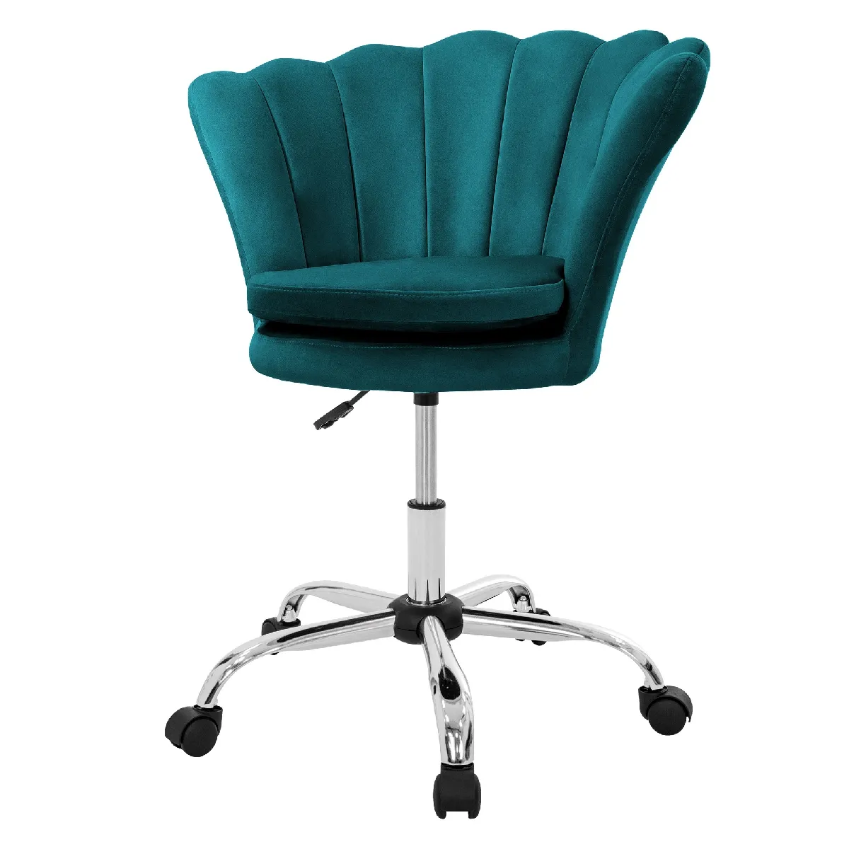 Fauteuil de bureau à roulettes bleu pétrole hauteur réglable chaise en velours