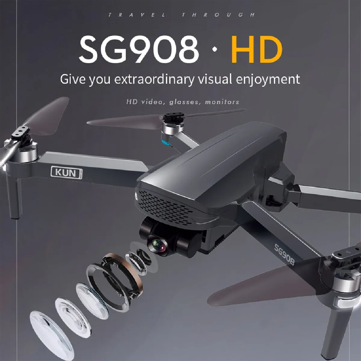 SG908 3 Axis Gimbal Drone With 4K Camera High Definition(Le noir)