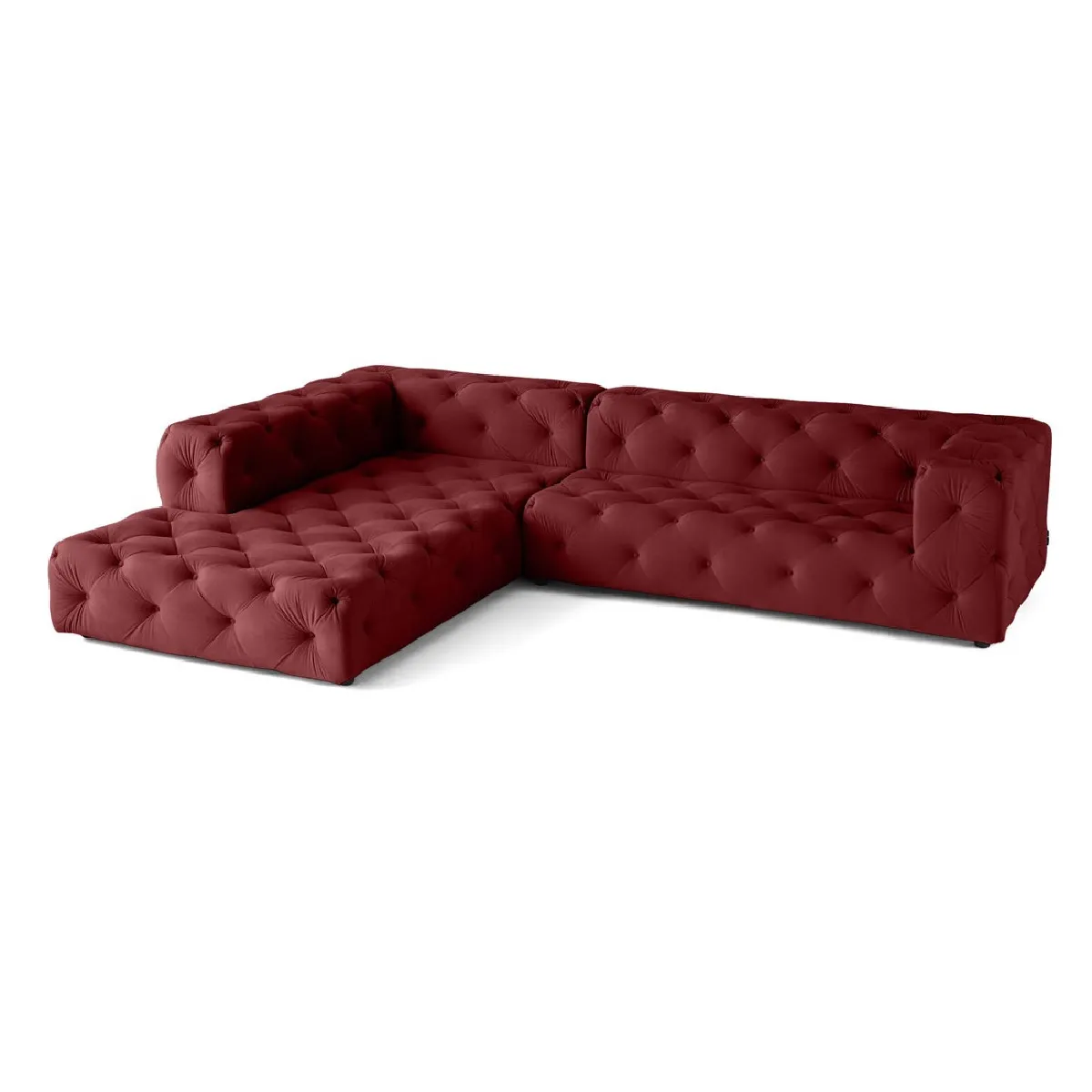 Gallata - canapé Chesterfield d'angle gauche - 5 places - en velours