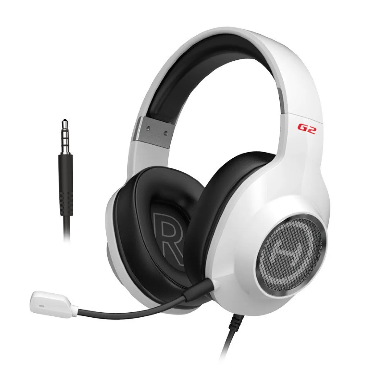 Casque de jeu Edifier G2 SE pour PS4, PC, Xbox One, PS5, casque antibruit sur l'oreille avec microphone antibruit basse stéréo casque antibruit casque antibruit prise 3,5 mm(Blanc)