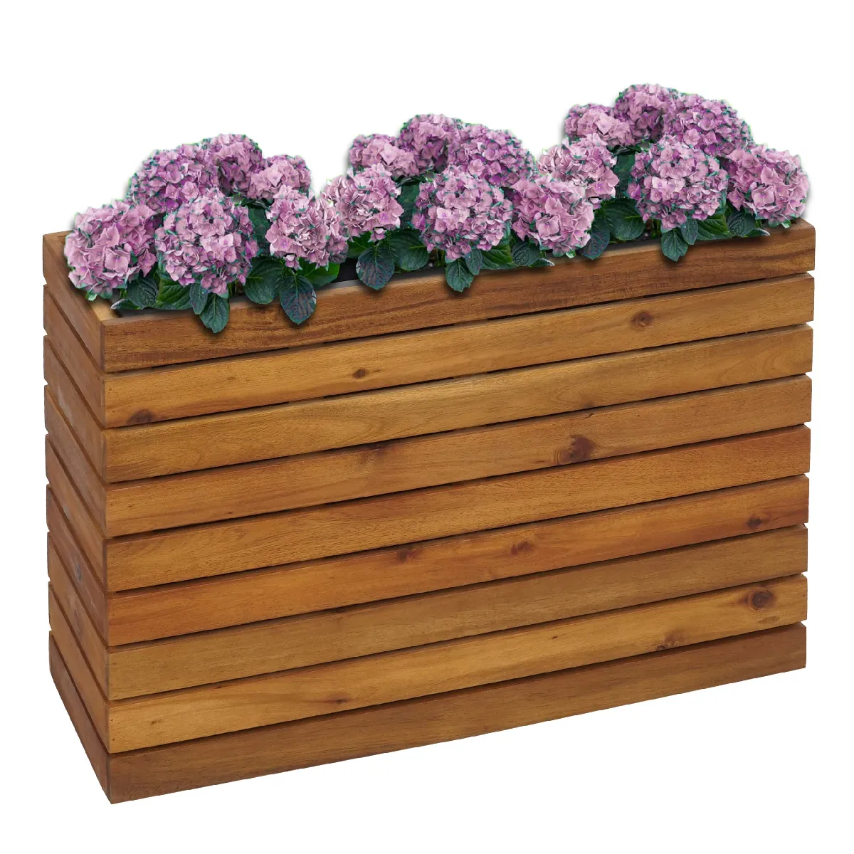 Jardinière sur pied HWC-L21, bac à plantes Pot de fleurs Jardinière sur pied, carré 41x63x23cm Outdoor Acacia bois certifié MVG, brun