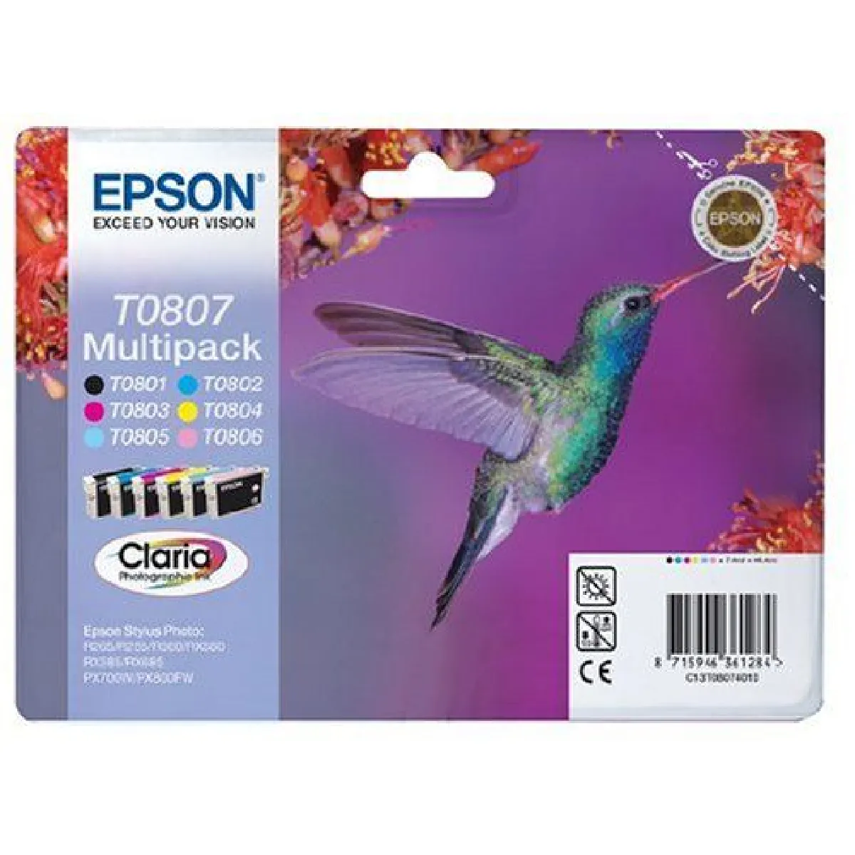 Epson - Multipack T0807- Cartouche d'encre d'origine - 1 x noir, jaune, cyan, magenta, magenta clair, cyan clair