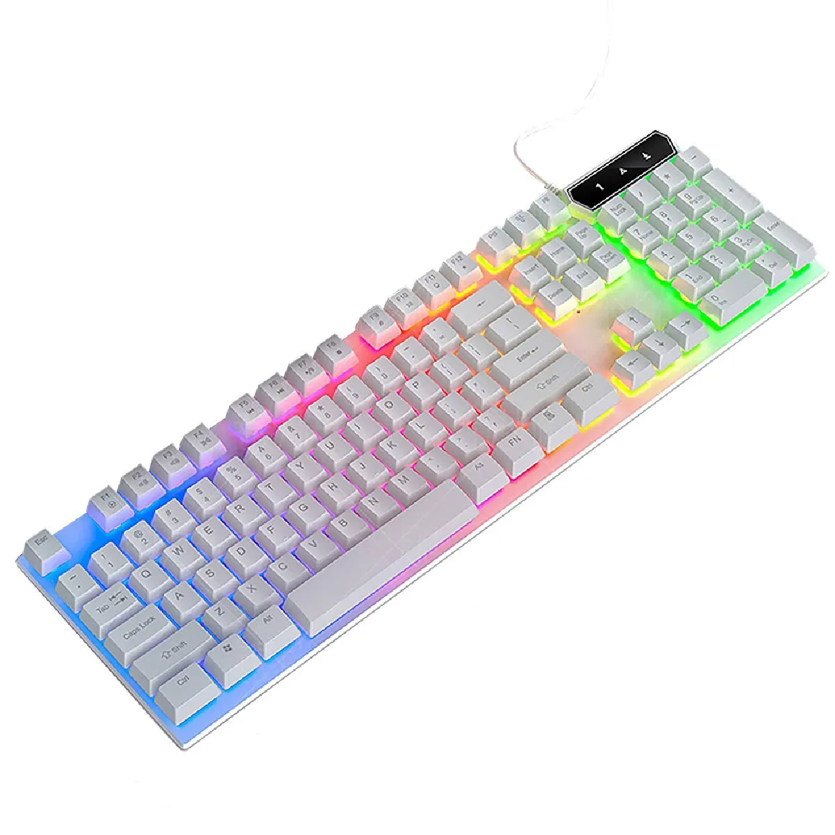 (Blanc) Clavier de jeu mécanique USB câblé Clavier rétroéclairé LED PC Ordinateur portable Xbox