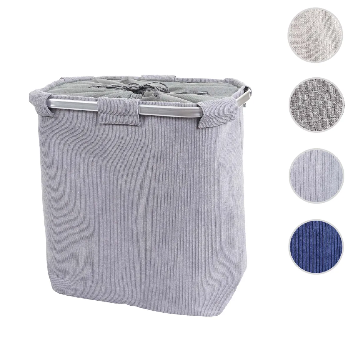 Bac à linge HWC-C34, Boîte à linge Panier à linge 2 compartiments 56x49x30cm 82l ~ velours gris