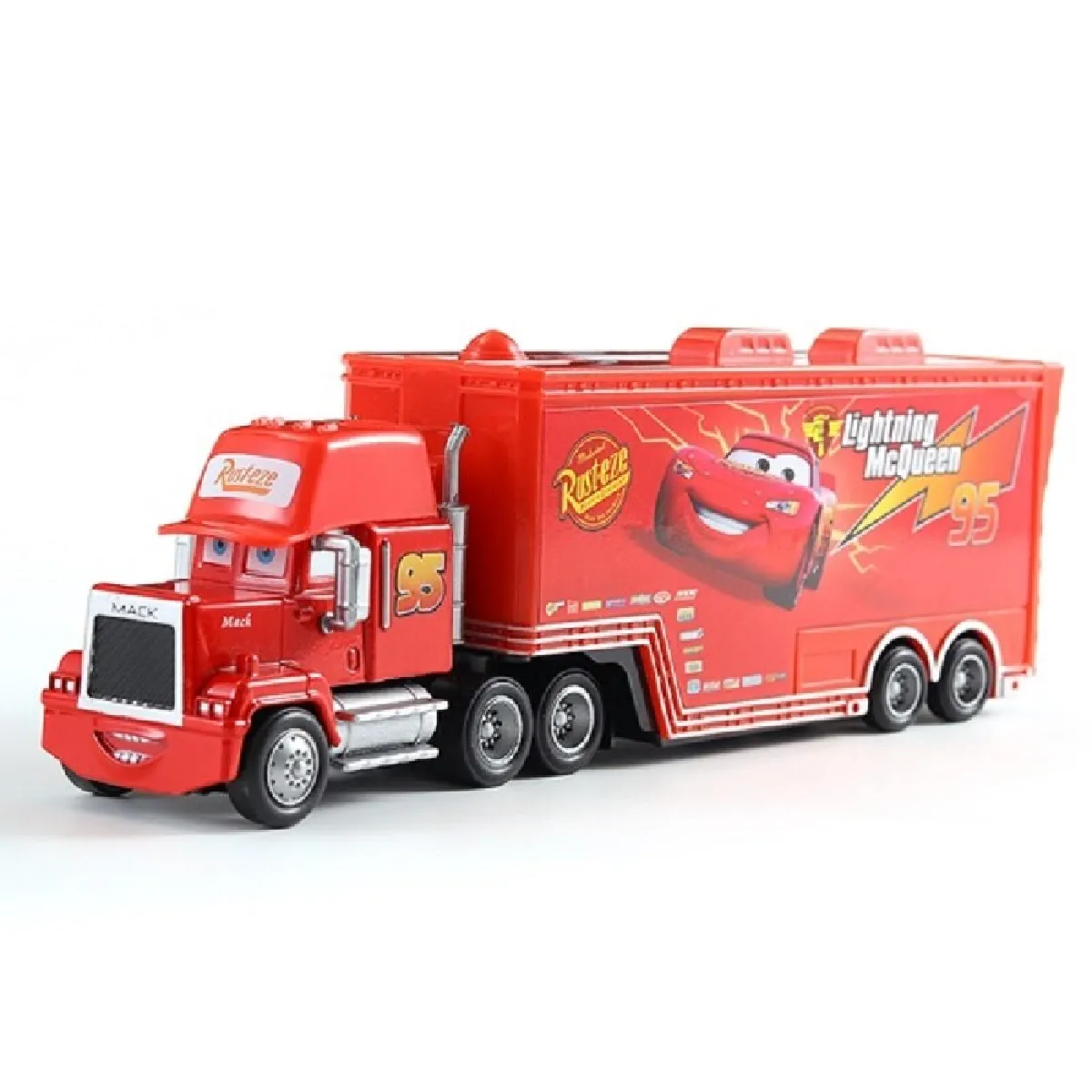 Disney Pixar Car 23 Jouet Lightning McQueen Jackson Storm Mac Camion 1: 55 Remorque moulée sous pression Modèle Jouet Bébé Enfant Puzzle Cadeau(Rouge)