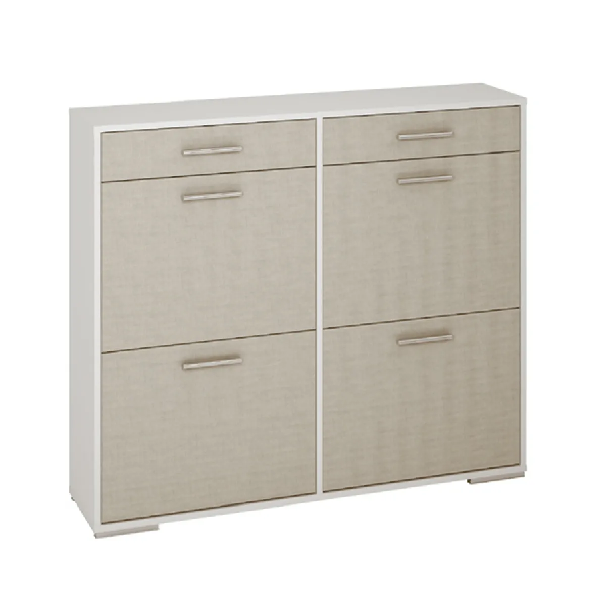 Commode Meuble à chaussures coloris chêne/blanc - Longueur 117 x Hauteur 100 x Profondeur 27 cm