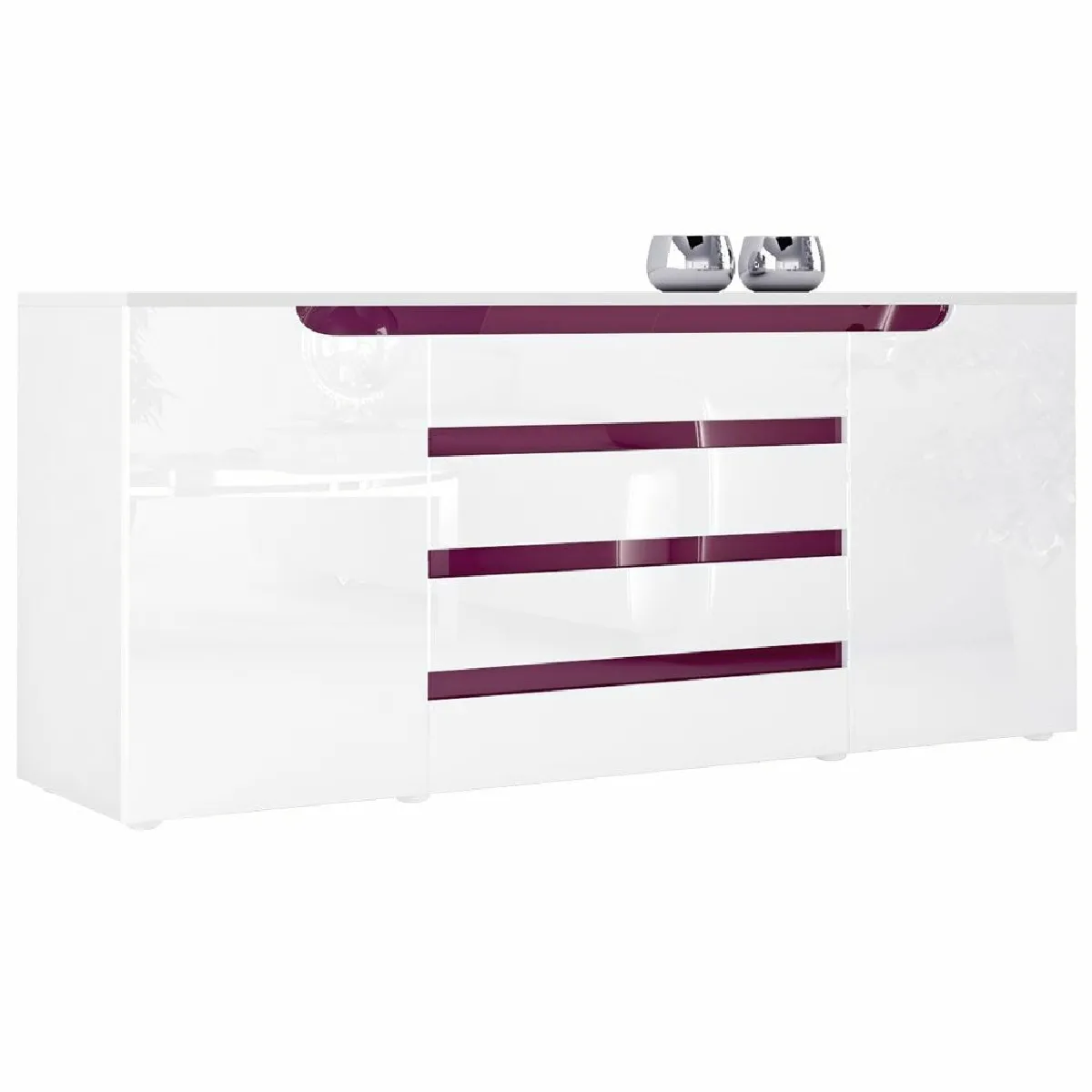 Buffet Bas Blanc Mat Et Blanc Laqué (lxhxp) : 166 X 72 X 35