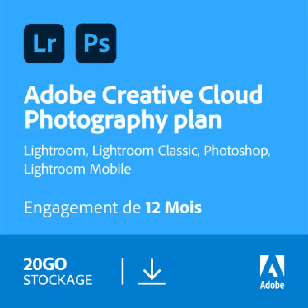 Creative Cloud Photographie - 20 Go - Licence 1 an - 1 utilisateur - A télécharger