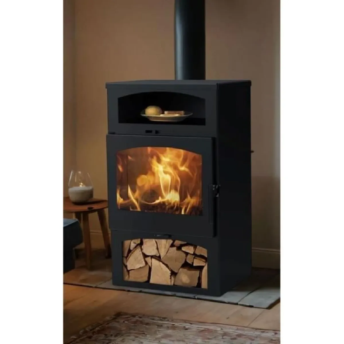 Poele a bois - PANADERO - Bacalan Chauffe Plâts Ecodesign - 10,2 kw - Bûches 50 cm