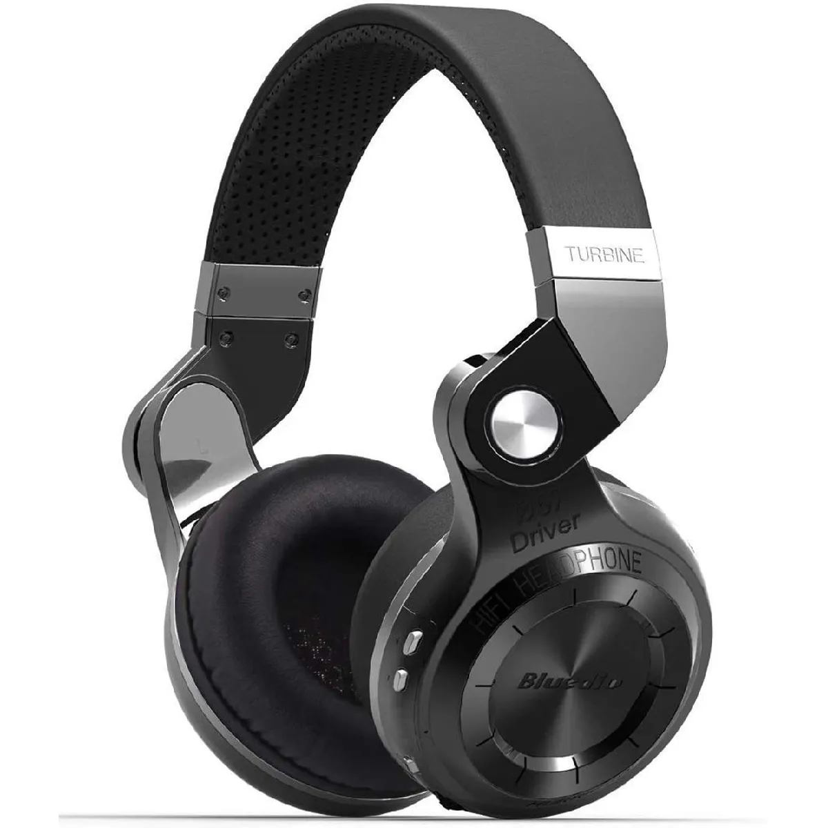 Casque Bluetooth 5.0 stéréo sans fil Chronus T2S, filaire/rotatif/fonction cloud/commande vocale, écouteurs Bluetooth à basses lourdes de 57 mm sur l'oreille(noir)