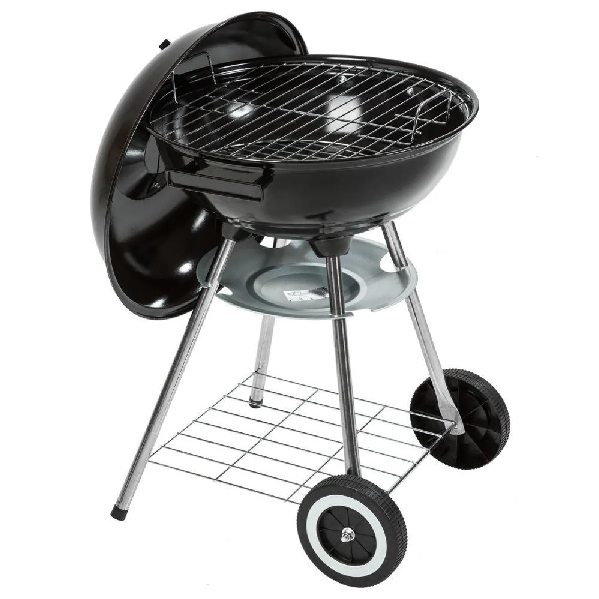 Bbq grill barbecue charbon de bois fumoir smoker - diamètre 41,5 cm barbecue rond avec couvercle et roues 1508006