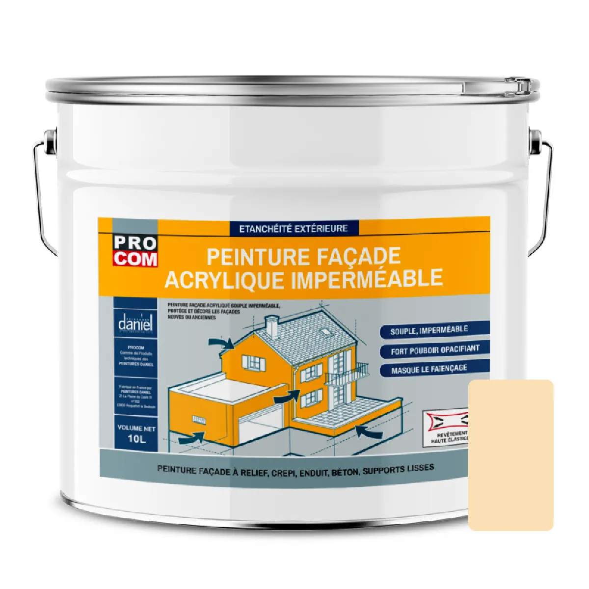 Peinture façade PROCOM crépi, façade à relief, imperméabilisation et protection des façades - Durable jusqu'à 10 ans-10 litres-Pierre (RAL 085 90 20)