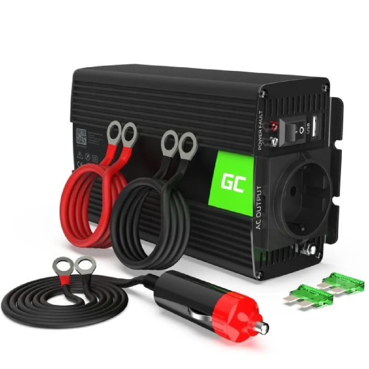 Green Cell® 500W/1000W 24V 220V/230V Convertisseur Pur Sinus de Tension Volts Camion Solaire Power Inverter sinusoïdale DC AC, Onduleur Transformateur avec Allume Cigare Prise Electrique